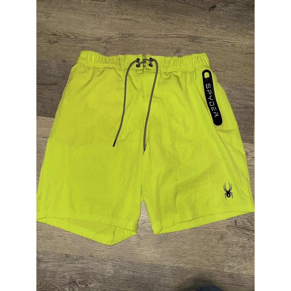 Spyder Swim Lime Eboard Brief Lined Trunks Board Shorts Men's Medium